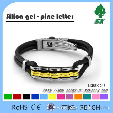 Charming Elastic Fashion Silicone Bangle with Stainless Steel Buckle Charming Silicone Bracelet